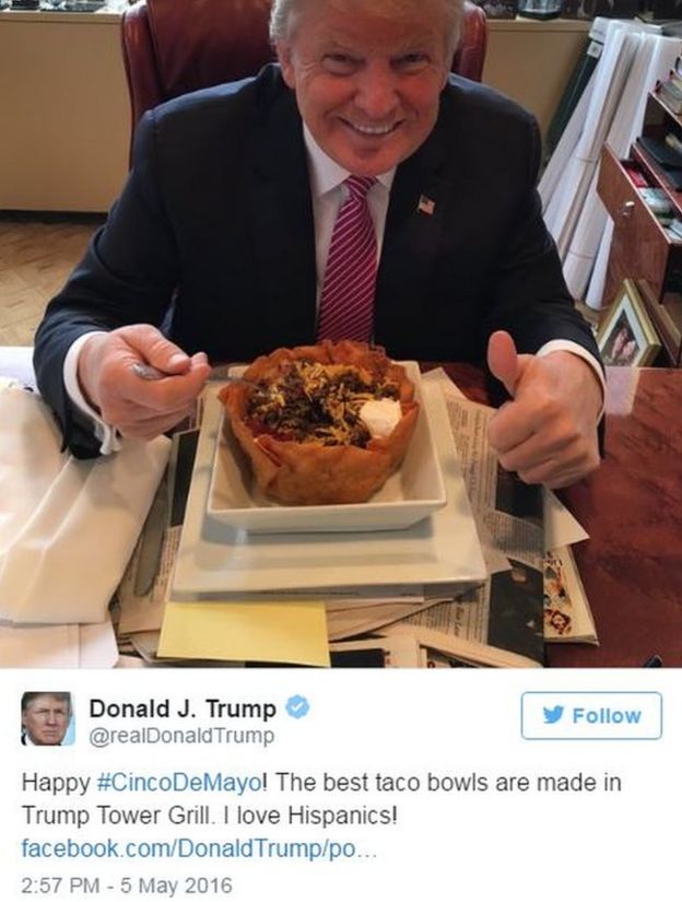 Donald Trump Declares Hispanic Love With Tacos Bbc News 5891