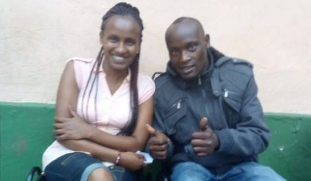 Wanja and Hinga, who is giving thumbs up sign and looking happy sitting on chairs at rehab centre.