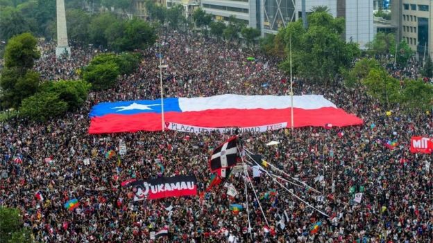 Manifestación en la Plaza Italia