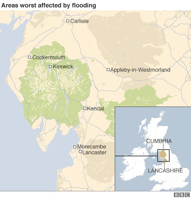 Map showing parts worst-affected by flooding