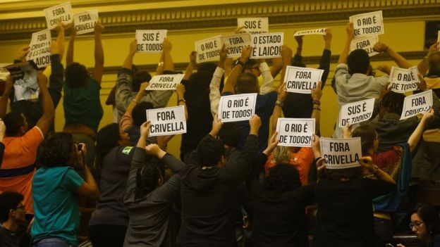 Protesto contra Crivella na Alerj em 2018