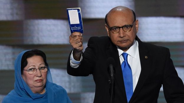 Khizr Khan spoke out against Mr Trump's policies at the Democratic National Convention