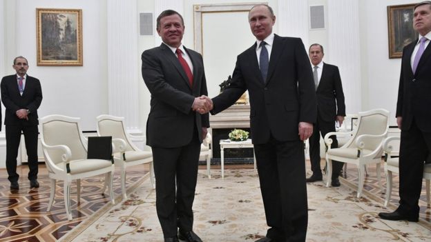 Rey Abdalá de Jordania con Vladimir Putin en Moscú