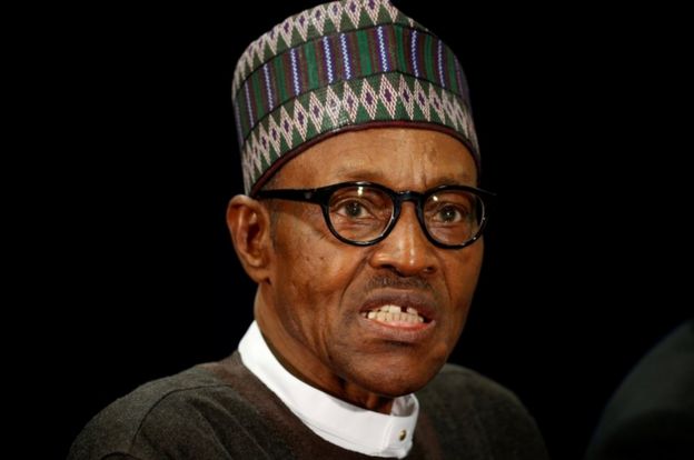 A head and shoulders picture of Nigeria's President Muhammadu Buhari