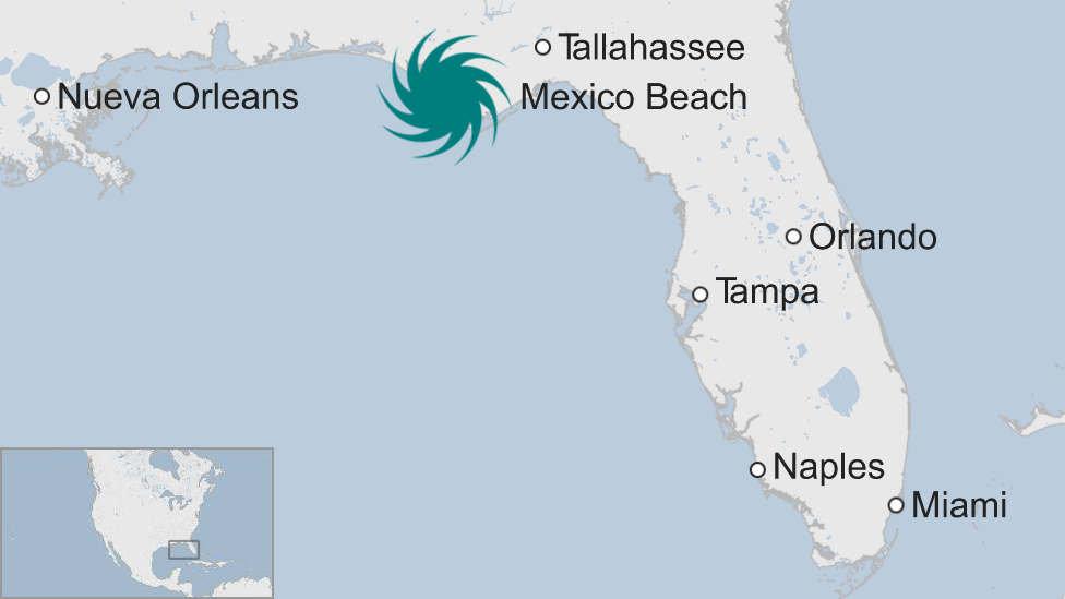 Mapa de Florida y el huracán Michael