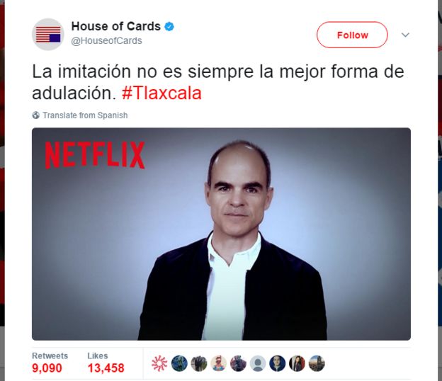 Tuit de House of Cards