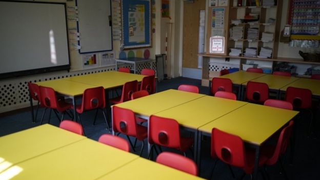 Escola de educação infantil vazia no Reino Unido