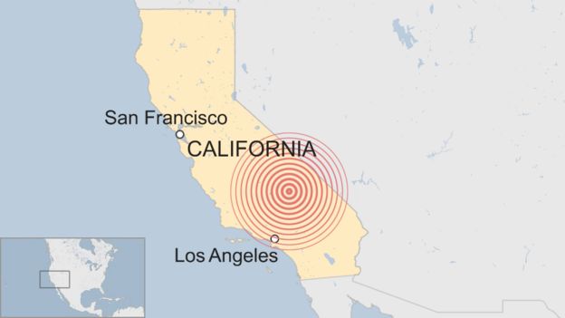 Earthquake map for california