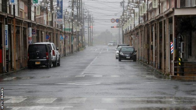 The streets were empty around Suzuka on Saturday as heavy rain hit the area