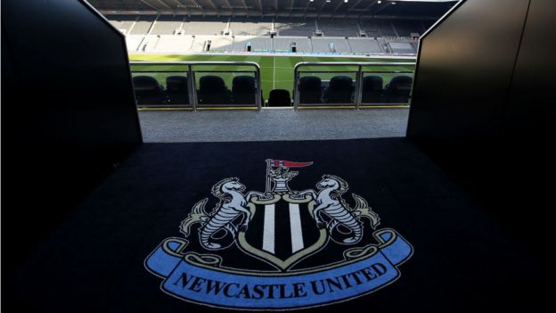 Newcastle logo at football stadium