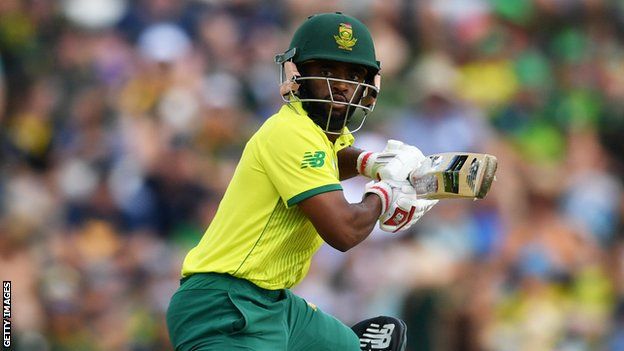 South Africa batsman Temba Bavuma plays a shot during a T20 international