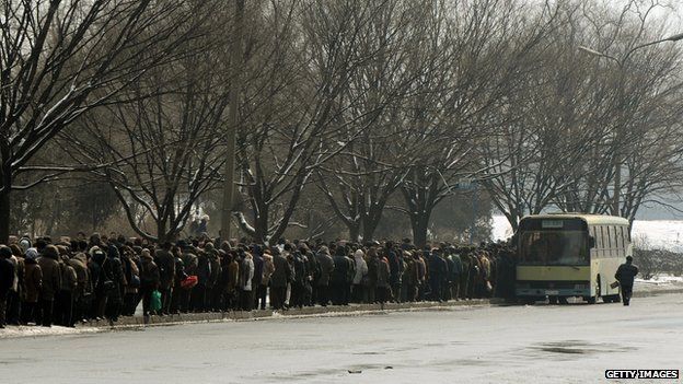 Bus queue in North Korea