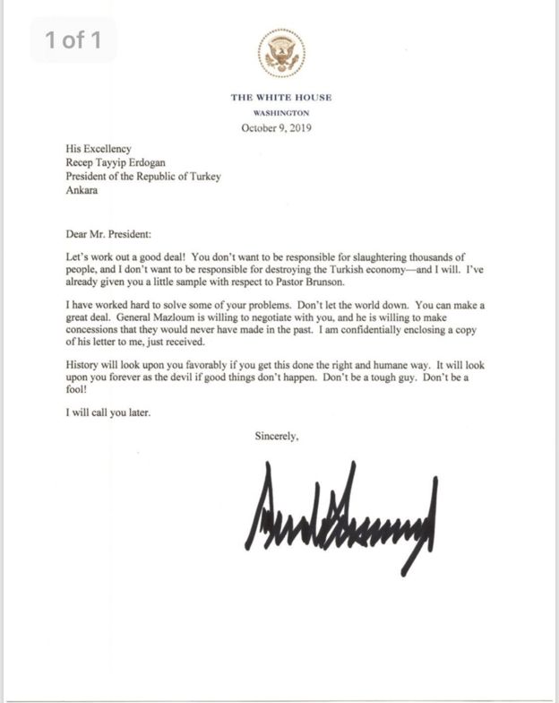 Trump'ın mektubu