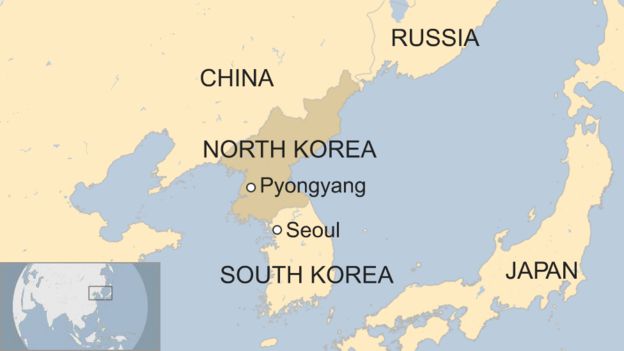 map of South Korea and North Korea