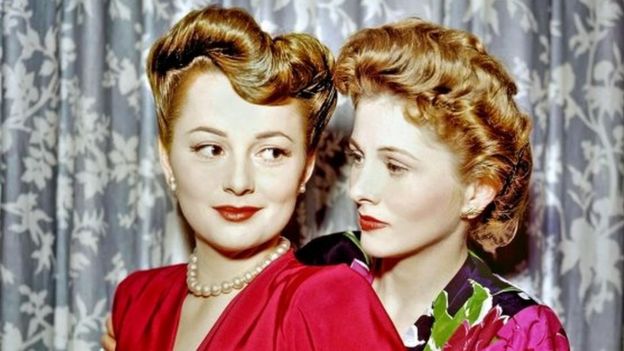 Olivia de Havilland (left) with her sister, Joan Fontaine, circa 1945