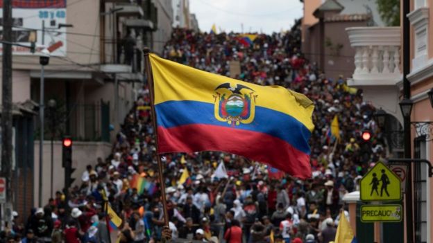 Protesta en Ecuador.