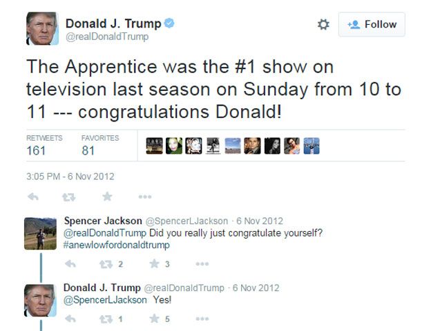 Donald Trump tweet 6 Nov 2012