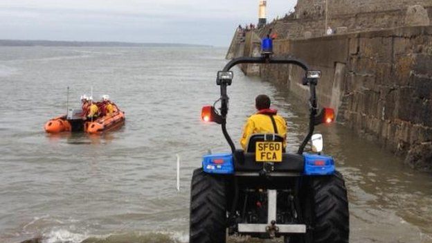 Porthcawl lifeboat being launched
