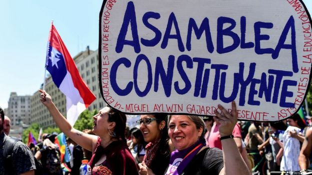 Manifestantes en Santiago