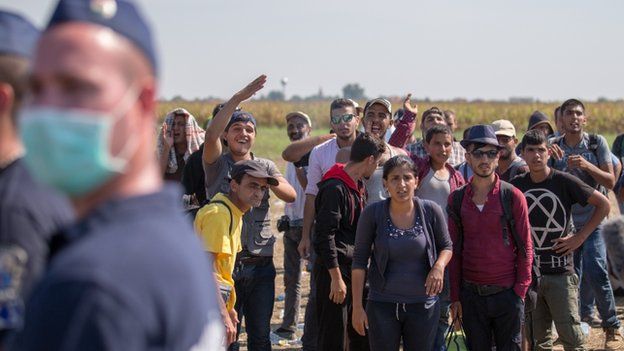 Migrants trying to enter Hungary
