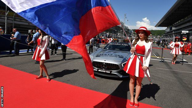 Grid girls at the Russian Grand Prix in 2017