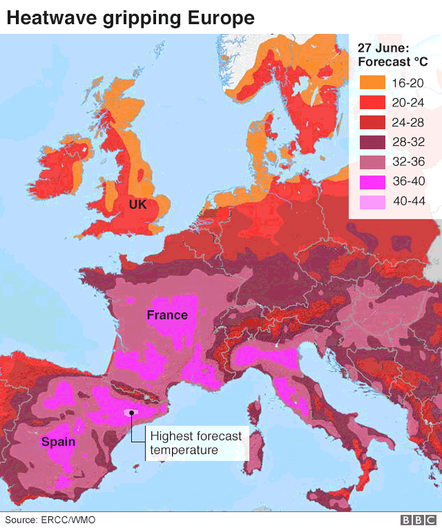 ola de calor en europa segun la bbc