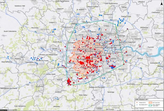 Map showing infestation