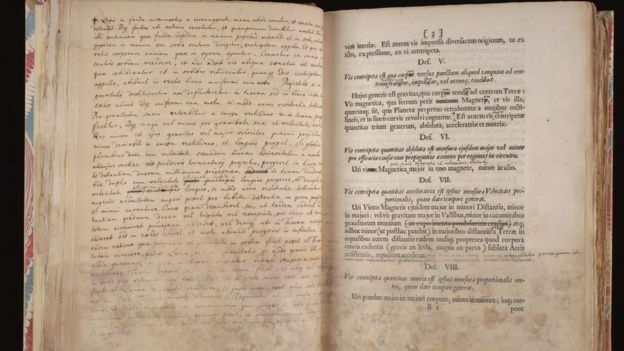 Newton's annotated copy of Philosophiae Naturalis Principia Mathematica