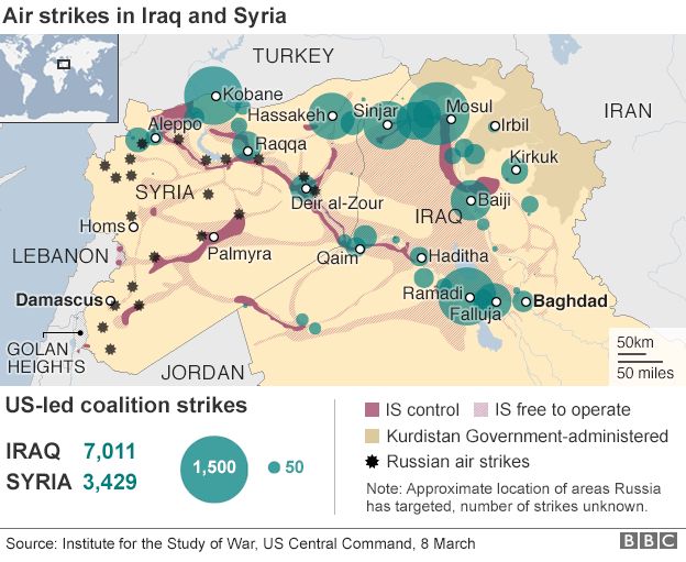 Air strikes in Iraq and Syria since 2014