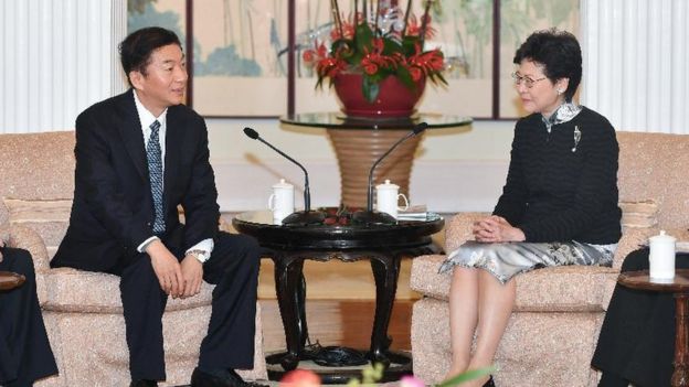 骆惠宁2018年以山西省委书记身份到访香港,与特首林郑月娥会面。