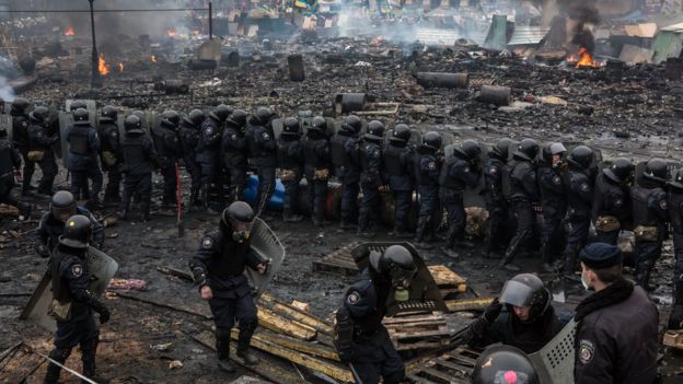 Бойцы "Беркута" на Майдане 19 февраля 2014 года