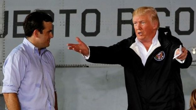 Donald Trump y el gobernador Ricardo Roselló
