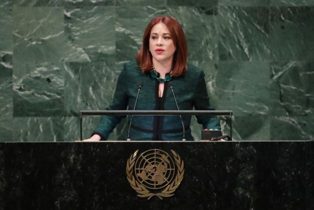 María Fernanda Espinosa se dirige a la Asamblea General