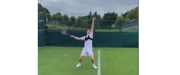 Andy Murray posted an Instagram video of him serving on grass