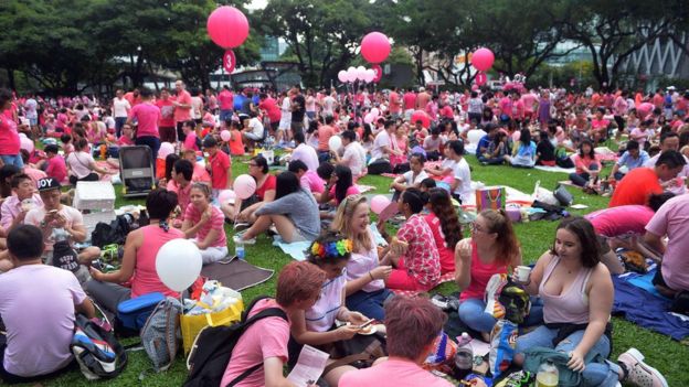 2015年新加坡粉红点（Pink Dot）挺同志集会参加者。