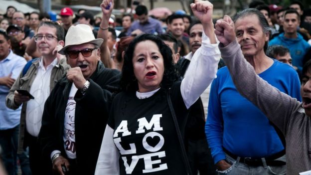 Protesta en apoyo a López Obrador.