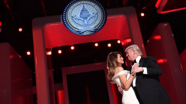 Donald Trump and Melania Trump at an inauguration ball