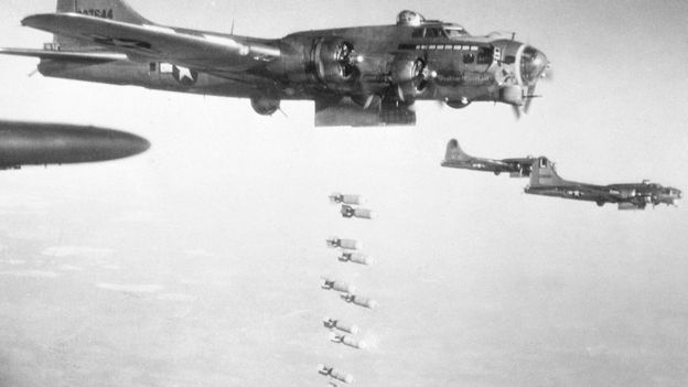 A B-17 bombing run over Nazi Germany on Christmas Eve, 1944