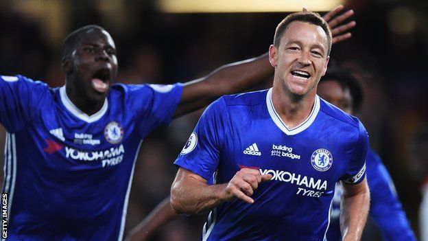 John Terry celebrates scoring for Chelsea