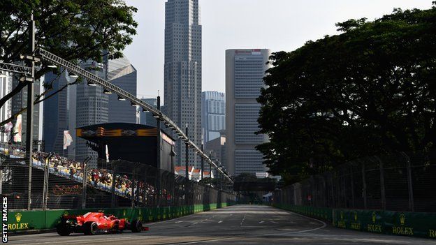 Ferrari's Kimi Raikkonen on the Marina Bay Street Circuit
