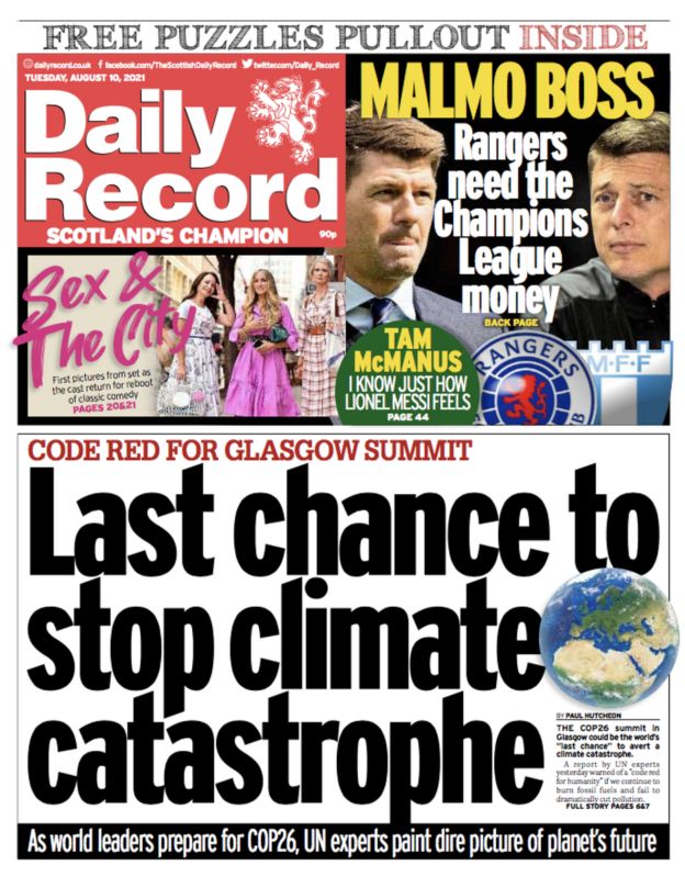 Scotland's papers Climate 'catastrophe' and pass rates 'to decline