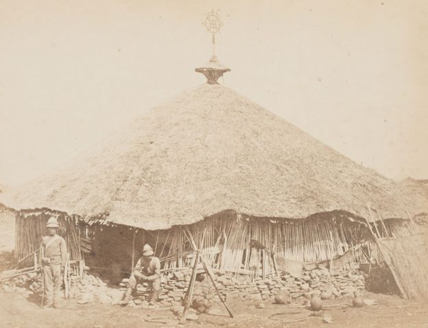 V&A Museum, Maqdala 1868 display: Maqdala church photograph by the Royal Engineers, Albumen print