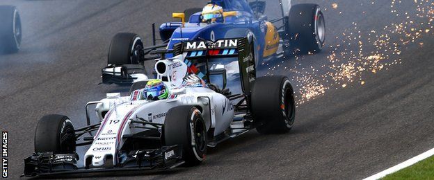 Massa's car sparks