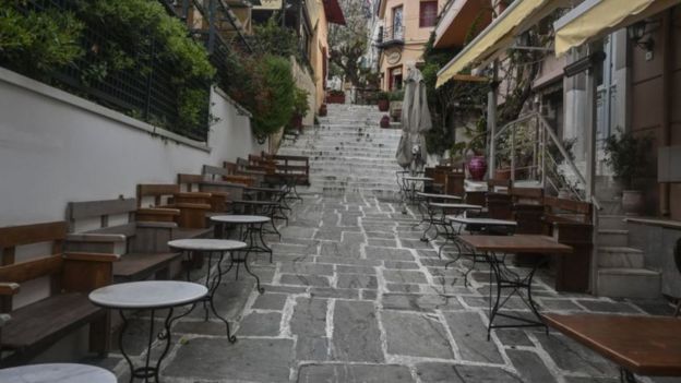 Atina'da boş tavernalar