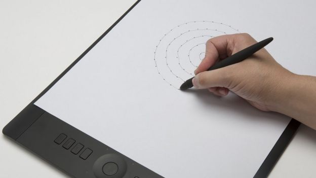 The tablet can measure writing speed and the pen measures pressure on the page