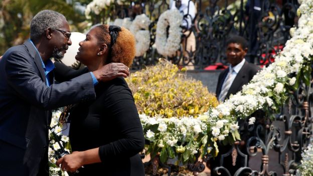 Leo Mugabe, nephew of Robert Mugabe and another mourner