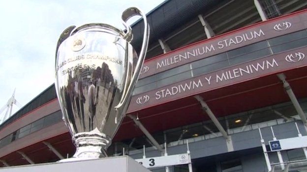 Champions League trophy at the Millennium Stadium