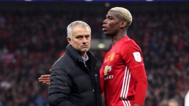 Paul Pogba na mkufunzi Jose Mourinho