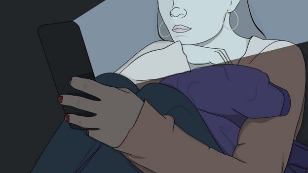 Dessin représentant une femme avec son téléphone