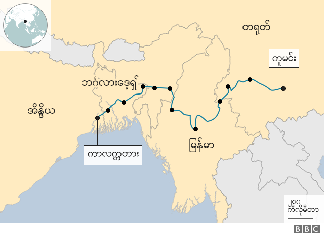 အိန္ဒိယ၊ ဘင်္ဂလားဒေ့ရှ်၊ မြန်မာ၊ တရုတ် BICM လမ်းကြောင်း
